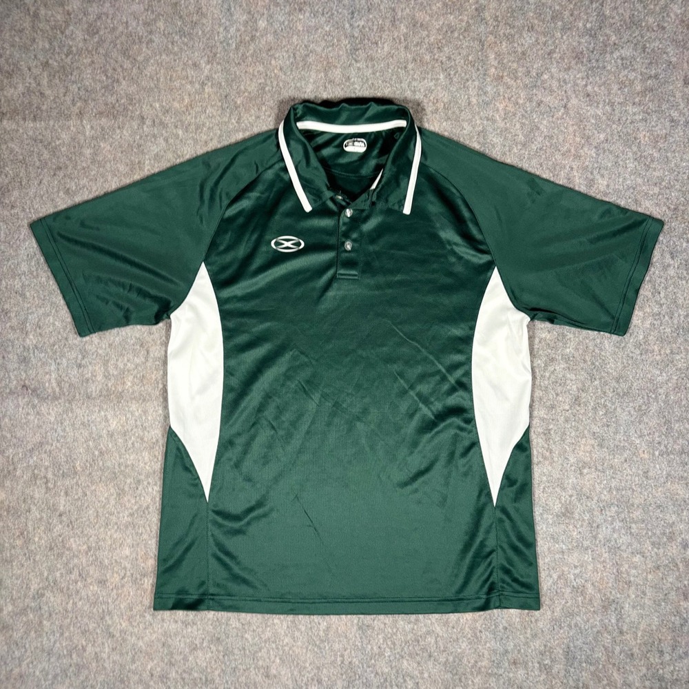 Xara Performance Polo Shirt Mens L Coach Green White Colorblock Athletic Soccer
